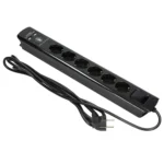 Power strip with surge protection and main switch, 6 sockets 2P+E (Schuko type), 2 USB chargers 2.1A., cable 3x1.5mm², 3m long, black – Obrázok 3