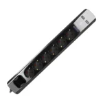 Power strip with surge protection and main switch, 6 sockets 2P+E (Schuko type), 2 USB chargers 2.1A., cable 3x1.5mm², 3m long, black – Obrázok 4