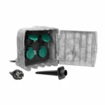 Záhradná zásuvka STONE, 4 zásuvky 2P+E, gumený kábel H07RN-F 3x1,5mm², 3m, 2 prevádzkové režimy
