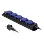 Odolné predlžovacie zásuvky odolné voči striekajúcej vode, s gumenou šnúrou, 5 zásuviek 2P+E, IP44, H05RR-F 3x1.5mm² - 5m,