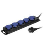 Odolné predlžovacie zásuvky odolné voči striekajúcej vode, s gumenou šnúrou, 5 zásuviek 2P+E, IP44, H05RR-F 3x1.5mm² - 5m, – Obrázok 2