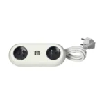 Stolová predlžovacia zásuvka s USB  nabíjačkami a držiakmi svoriek, biela – Obrázok 3
