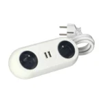 Stolová predlžovacia zásuvka s USB  nabíjačkami a držiakmi svoriek, biela – Obrázok 4