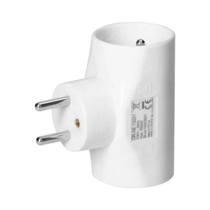 Rozbočovač trojitá 2x2P+E 1x2P/II, biela – Obrázok 5