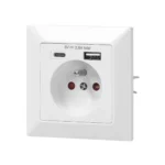 Jednokonektor s dvomi konektormi (USB A + USB C), 5VDC, pod omietku, biely