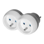 Rozbočovač elektrickej zásuvky 2x2P+E, bielo-šedá