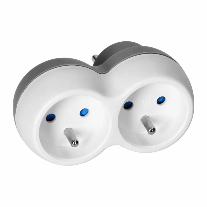 Rozbočovač elektrickej zásuvky 2x2P+E, bielo-šedá – Obrázok 4