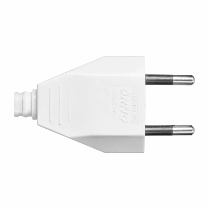 Plochá vidlica bez uzemnenia 2,5A, 250V, biela, polykarbonát, 1 bal. – Obrázok 4