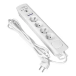 Pripojenie s prepäťovou ochranou, 4 konektory 2P+E, kábel 3x1.0mm2, dĺžka 3m, s oboma pripojeniami, 10A / 230 VAC, prepäťová ochrana typ 3, dobíjacie ka 2xUSB 2.1A, biela – Obrázok 3