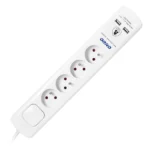 Pripojenie s prepäťovou ochranou, 4 konektory 2P+E, kábel 3x1.0mm2, dĺžka 3m, s oboma pripojeniami, 10A / 230 VAC, prepäťová ochrana typ 3, dobíjacie ka 2xUSB 2.1A, biela – Obrázok 4
