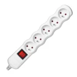 Zásuvkový rozbočovač 5x2P+E s centrálnym vypínačom, biely – Obrázok 4