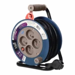 Kábel Predlžovací bubon so 4 zásuvkami 2P+E, kovový stator, kábel: PVC H05VV-F 3x1mm², 15m, šedý