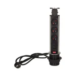 Výsuvná stolová zásuvka Ø 6 cm s USB konektorom a káblom 1,8 m, INOX