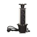 Výsuvná stolová zásuvka Ø 8 cm s káblom 1,8 m, INOX