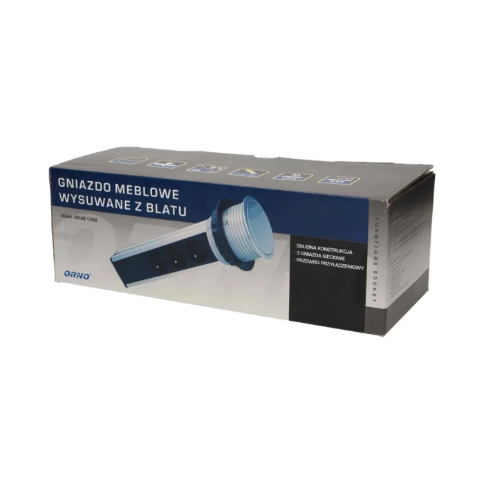 Výsuvná stolová zásuvka Ø 8 cm s káblom 1,8 m, INOX – Obrázok 2
