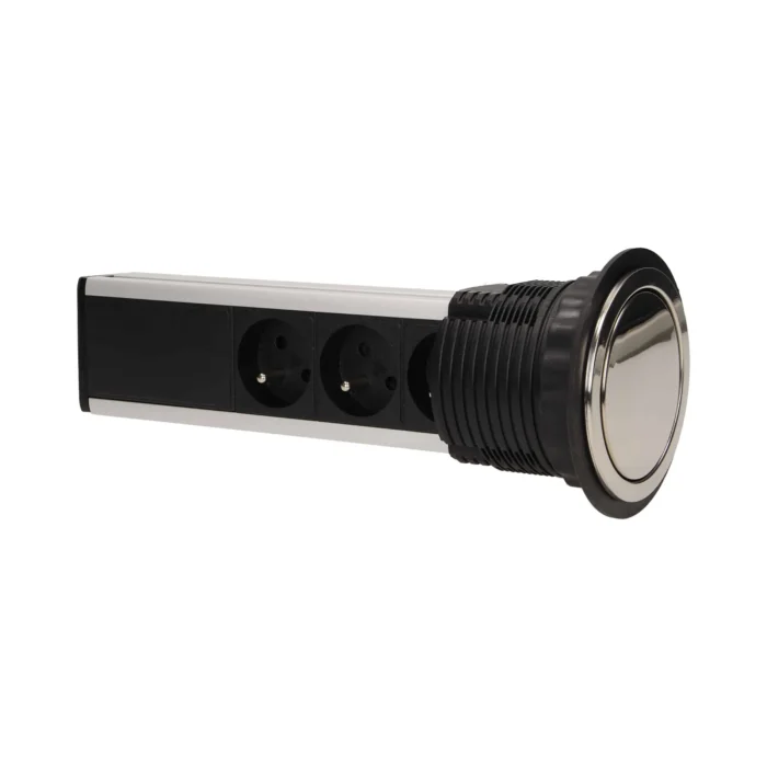 Výsuvná stolová zásuvka Ø 8 cm s káblom 1,8 m, INOX – Obrázok 3