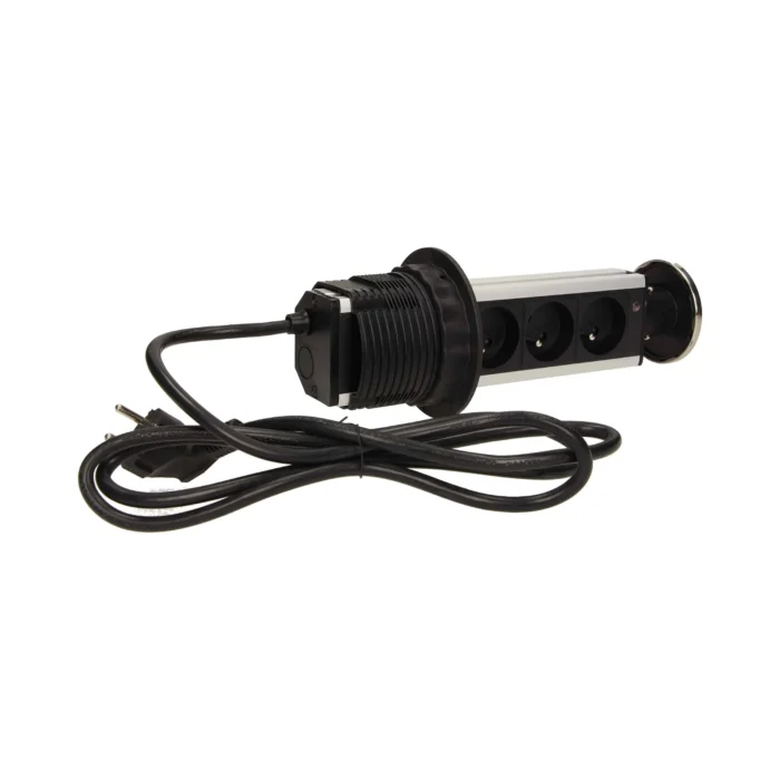 Výsuvná stolová zásuvka Ø 8 cm s káblom 1,8 m, INOX – Obrázok 5