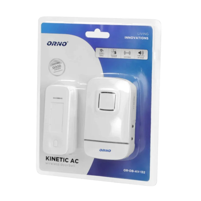 Bezdrôtový zvonček KINETIC AC, 230V s bezbatériovým puzdrom – Obrázok 2