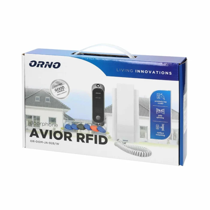 Rodinný domáci telefón AVIOR s funkciou RFID a intercom, biely – Obrázok 2