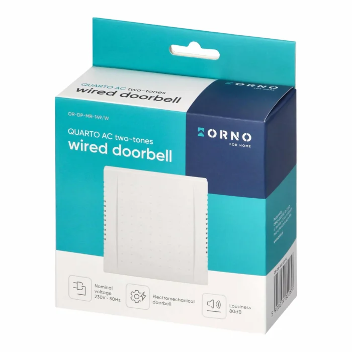 Dvojfarebný zvonček QUARTO Mini AC s drôt, 230V, biely – Obrázok 2
