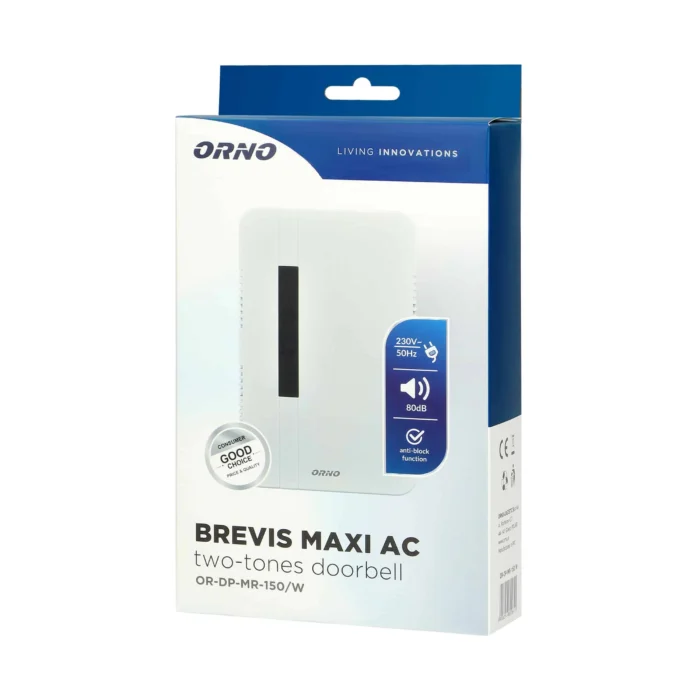 BREVIS Maxi AC dvojfarebný zvonček s drôtom, 230V, biely – Obrázok 2