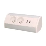 Nábytková zásuvka s USB nabíjačkou, strieborno-biela