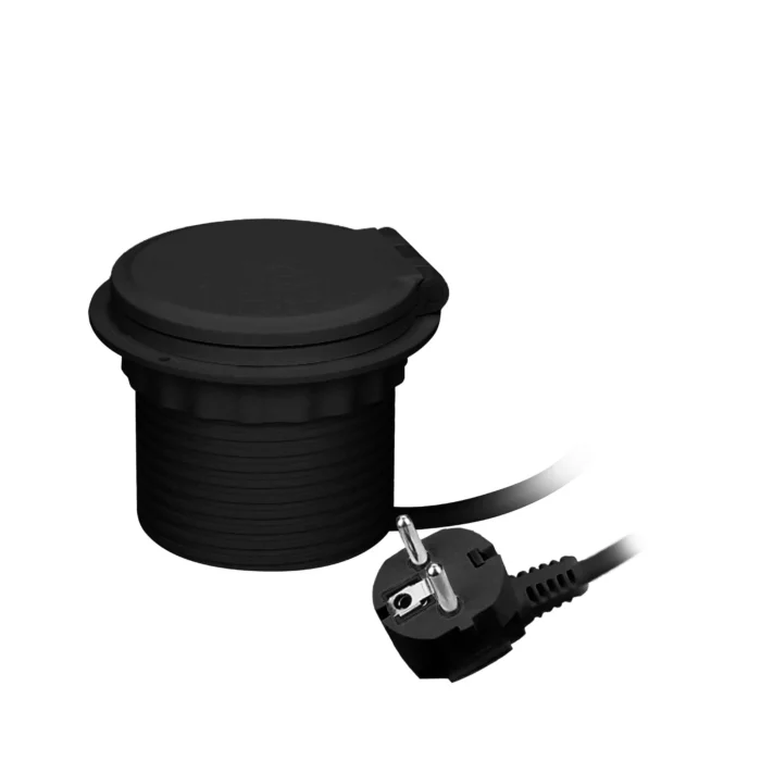 Zapustená stolová zásuvka s indukčným napájaním, USB napájaním a ďalšími vymeniteľnými modulmi, kábel 2m dlhý, – Obrázok 3