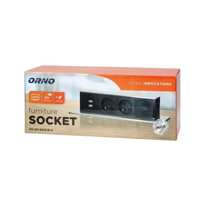 Konektory do boxu s USB konektormi (typ A) a HDMI konektormi, 2m kábel, 2x2P+E, 3x1,5mm², polovodičové, INOX – Obrázok 2