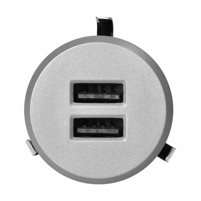 Vstavaná USB zásuvka, 2XUSB 3.4A, strieborna – Obrázok 3