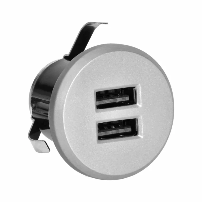 Vstavaná USB zásuvka, 2XUSB 3.4A, strieborna – Obrázok 4
