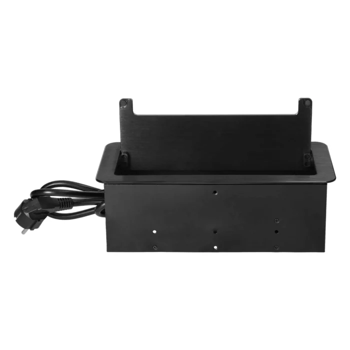 Nábytková zásuvka pod omietku s plochým frezovaným okrajom, kefka proti prachu, USB  nabíjačka a 1,5 m kábel, 2x2P+E, 2xUSB, 2xNET, čierna – Obrázok 5