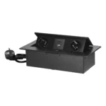Pripojovací box s flexibilnými prípojkami, USB kábel, 1,5 m kábel, 2x2P+E, 2x USB (typ A+C; 3,6A), čierneny