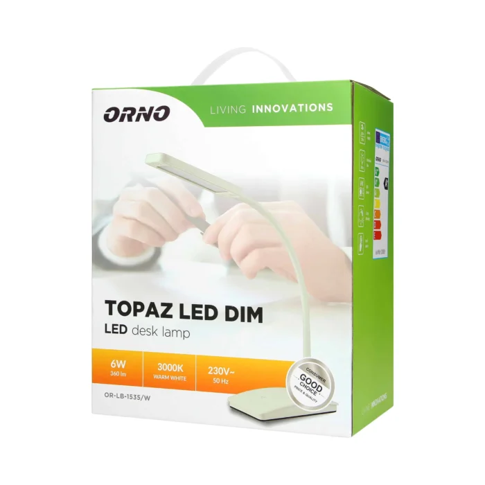 Stolná lampa TOPAZ LED DIM so stmievačom, 6W, 3000K, biela – Obrázok 2