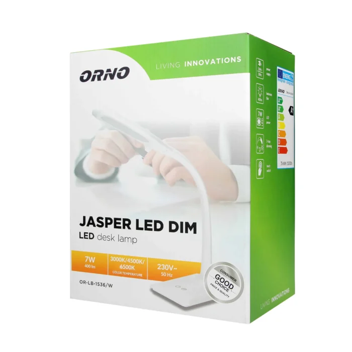 Stolná lampa JASPER LED DIM so žiarovkou, 7W, biela – Obrázok 2