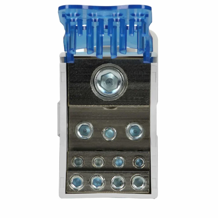 Napájací rozvodný blok 250A, výstupná svorka 1x120mm², výstupná svorka 4x10mm², 5x16mm² a 2x25mm². – Obrázok 3