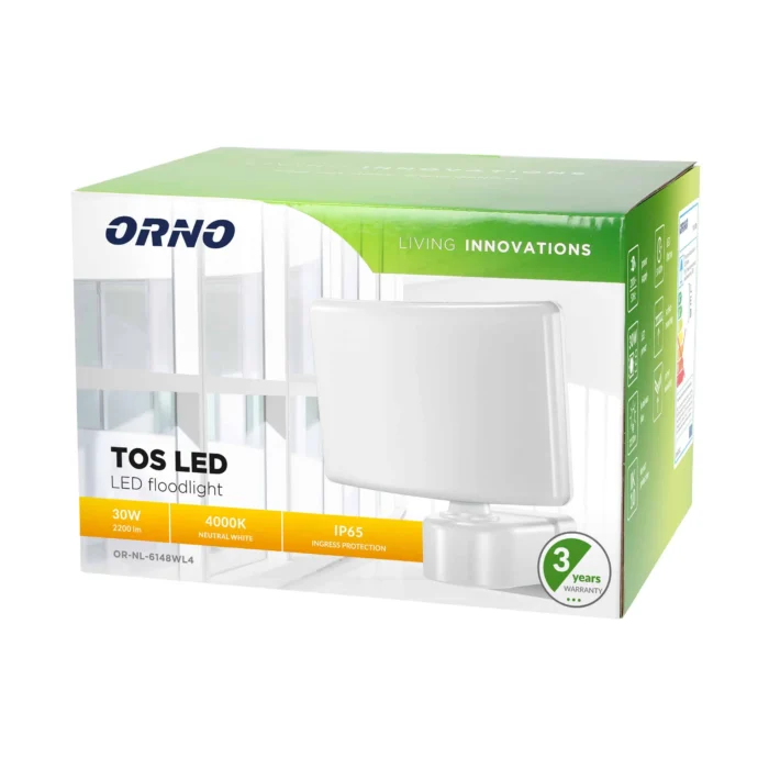TOS LED LED reflektor, 30W, 2200lm, IP65, 4000K, PC, biela – Obrázok 2