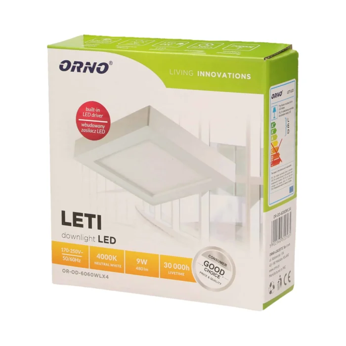 Prisadené LED stropné svietidlo LETI, 9W, 4000K – Obrázok 2