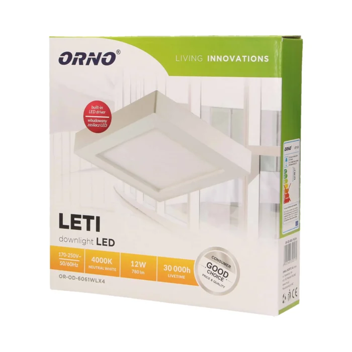 Prisadené LED stropné svietidlo LETI, 12W, 4000K – Obrázok 2