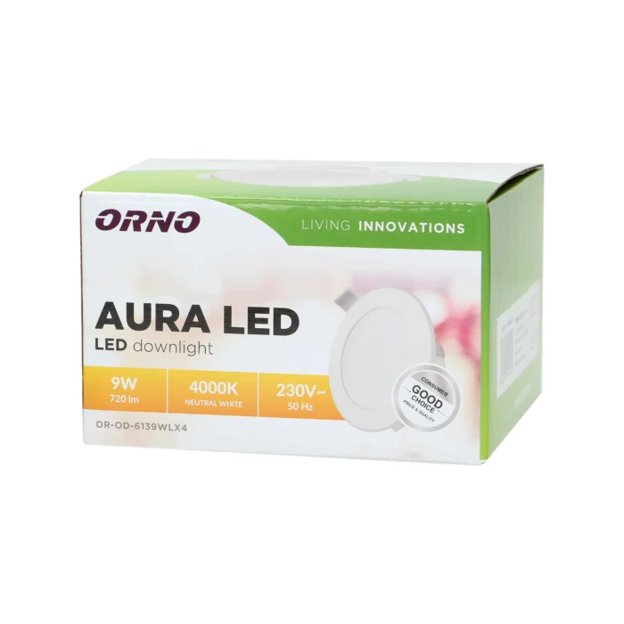 Downlight AURA LED, pod omietku, 9W, 720lm, 4000K – Obrázok 2