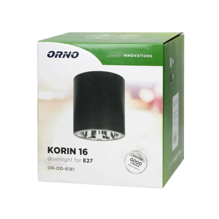 KORIN 16, stropné svetlo, 60W, E27, ocot, čierne – Obrázok 2