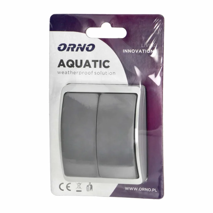 Prisadený dvojtlačidlový vypínač AQUATIC IP44 šedý – Obrázok 2