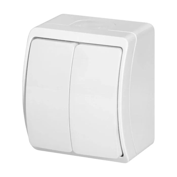 Prisadený dvojtlačidlový vypínač AQUATIC IP44 biely – Obrázok 4