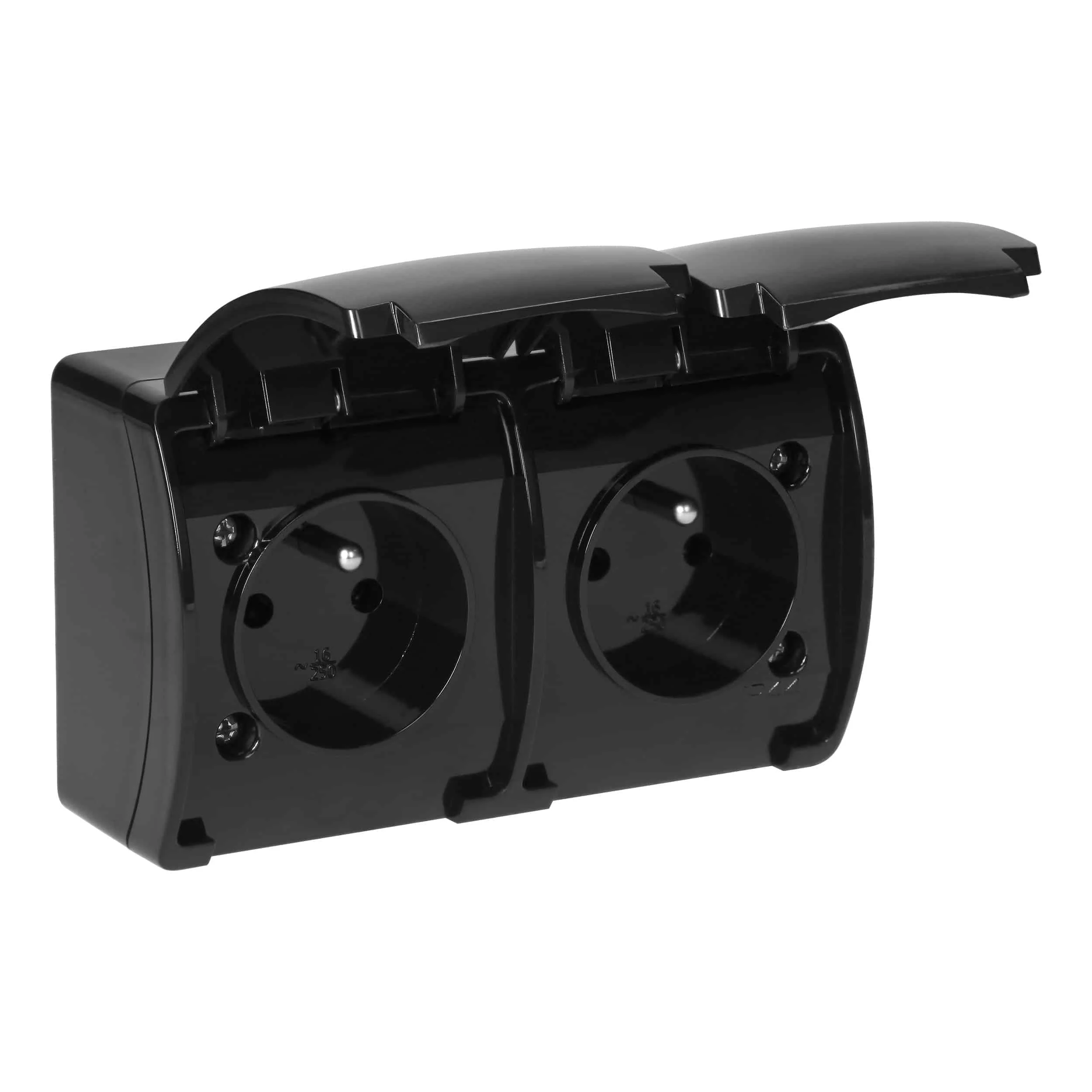 Dvojzásuvka 2x2P+E AQUATIC IP44 čierna Dvojzásuvka 2x2P+E AQUATIC IP44 čierna – Obrázok 1