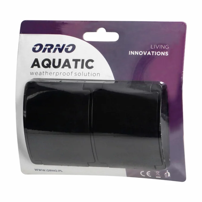 Dvojzásuvka 2x2P+E AQUATIC IP44 čierna – Obrázok 2