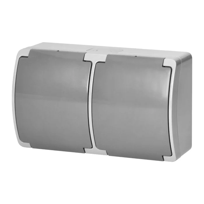 Dvojzásuvka 2x2P+E AQUATIC IP44 sivo-grafit – Obrázok 4