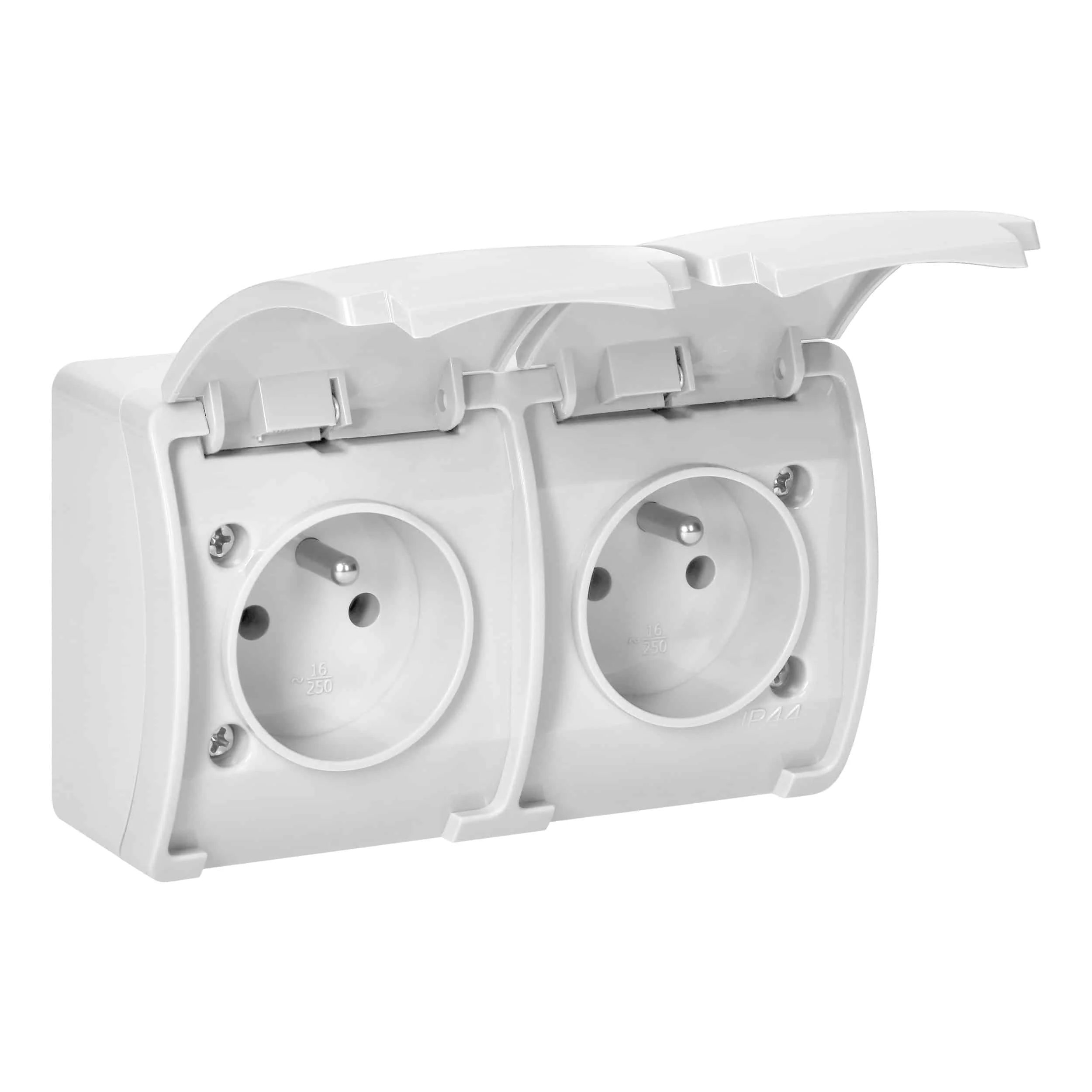 Dvojzásuvka 2x2P+E AQUATIC IP44 biela Dvojzásuvka 2x2P+E AQUATIC IP44 biela – Obrázok 1