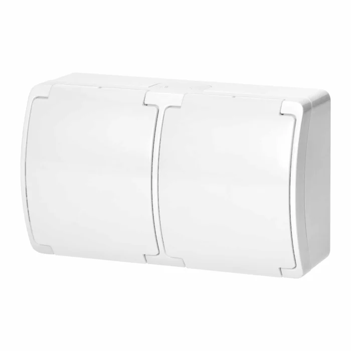 Dvojzásuvka 2x2P+E AQUATIC IP44 biela – Obrázok 4