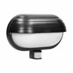Záhradná lampa SAMUM so 180° pohybovým senzorom a clonou, 1x60W, E27, IP44, plast, čierne.