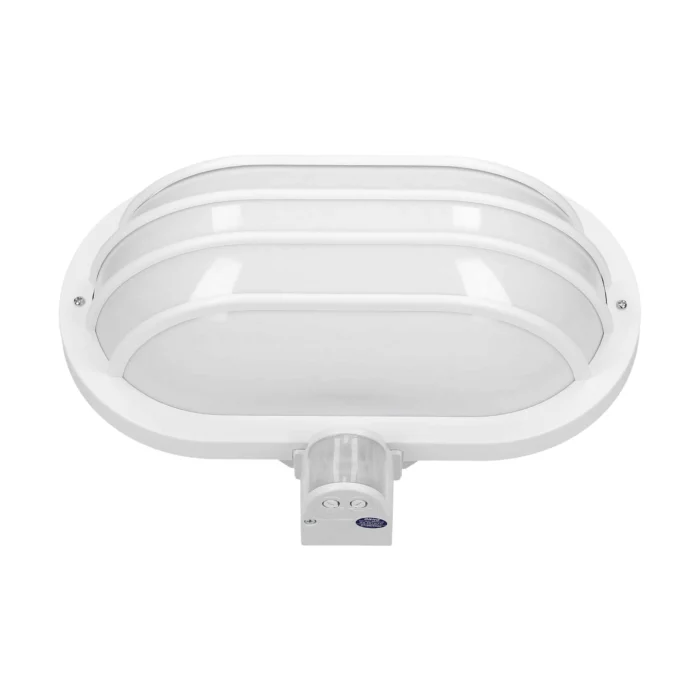 Záhradná lampa SOLANO s pohybovým senzorom 180° a clonou, 1x60W, E27, IP44, plast, biela – Obrázok 4