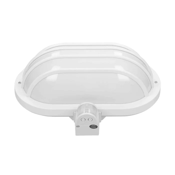 Záhradná lampa SOLANO s pohybovým senzorom 180° a clonou, 1x60W, E27, IP44, plast, biela – Obrázok 5